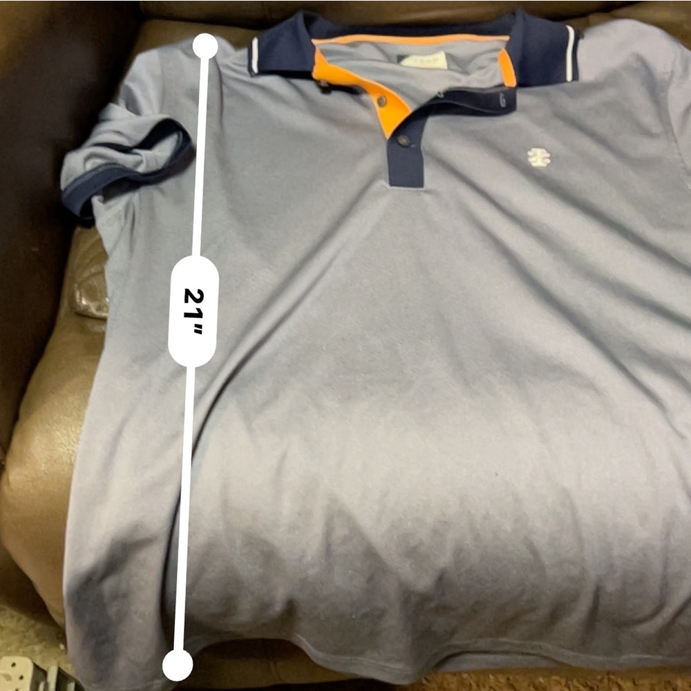 IZOD Polo Shirt Men's Large Gray Navy - Picture 6 of 6